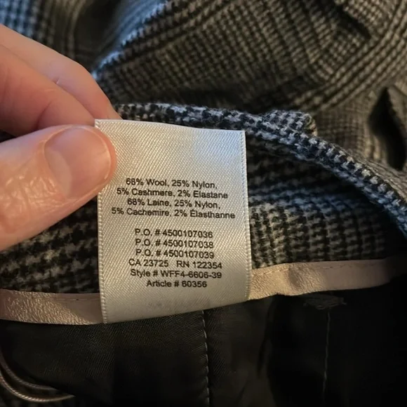 ARITZIA WILFRED Women’s Wool Trouser Pants Black & White Classic Plaid Size 6 - Picture 11 of 11